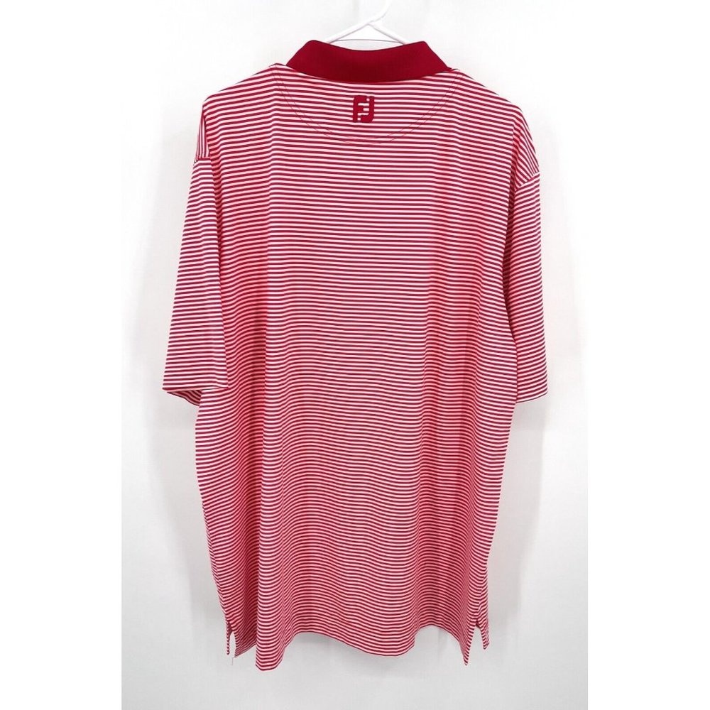 FootJoy Polo Shirt Mens L Red Striped FJ Golf Stretch - Picture 4 of 6